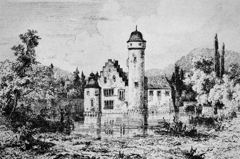 Historical View Of Mespelbrunn Palace Around 1800