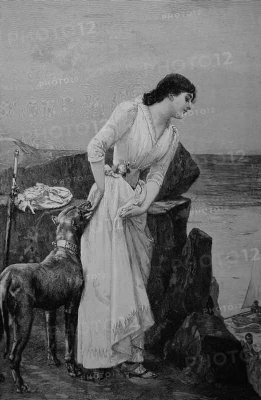 Jealous Woman Watches The Beach From The Cliff