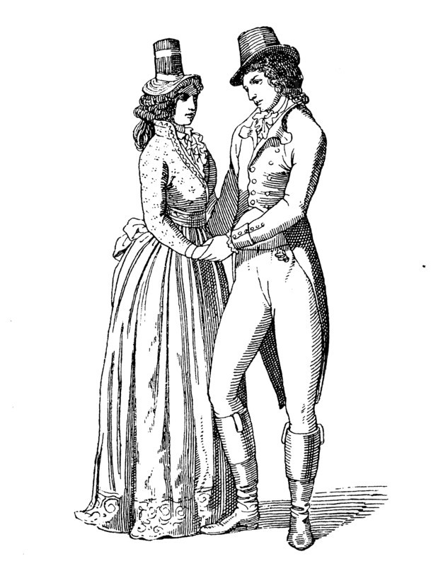 Lady And Man In The Werther Costume Around 1780
