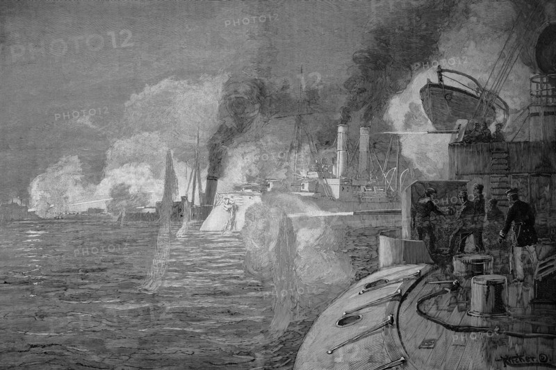 Fire To The The Taku Forts Or Dagu Forts In The First Opium War