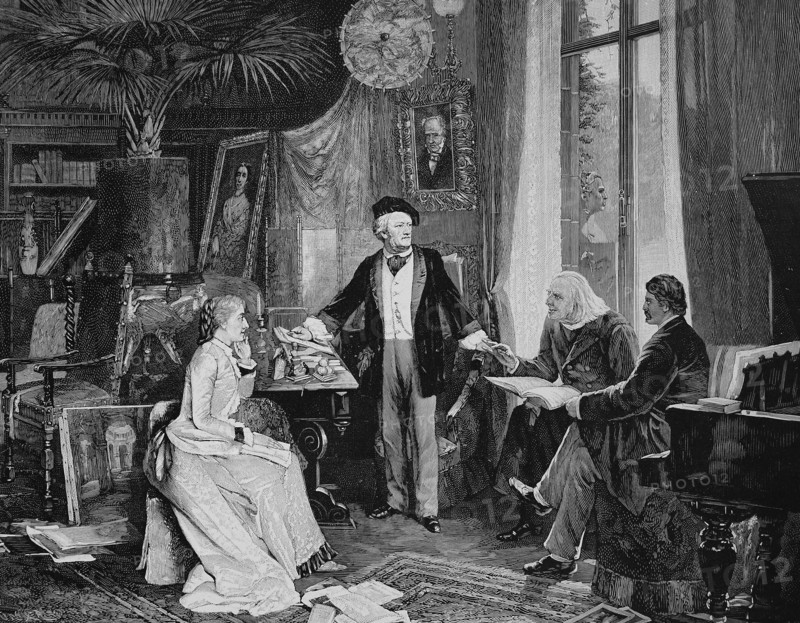 Richard Wagner And Cosima Wagner Together With Liszt And Hans Von Wolzogen In Their Home