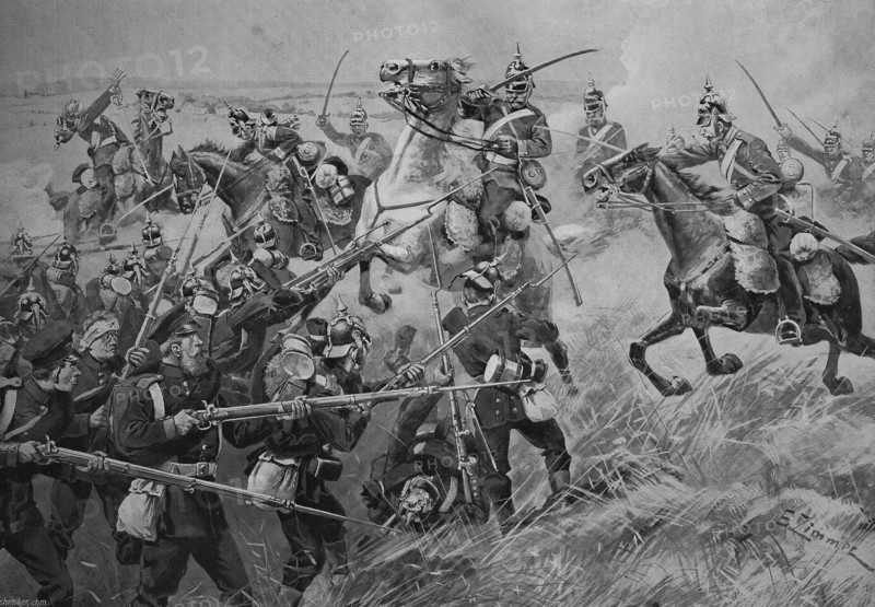 The Cambridge Dragoons Of Hannover Fighting Against A Prussian Troup In The Battle Of Langensalza