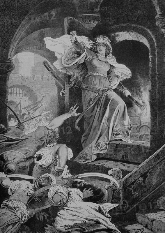 The Siege Of Szigetvar: Countess Ilona Zrinyi Throwing A Torch Into The Powder Magazine