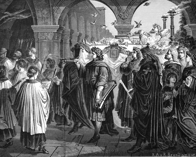Funeral Of Walther Von Der Vogelweide In The Minster In Wuerzburg