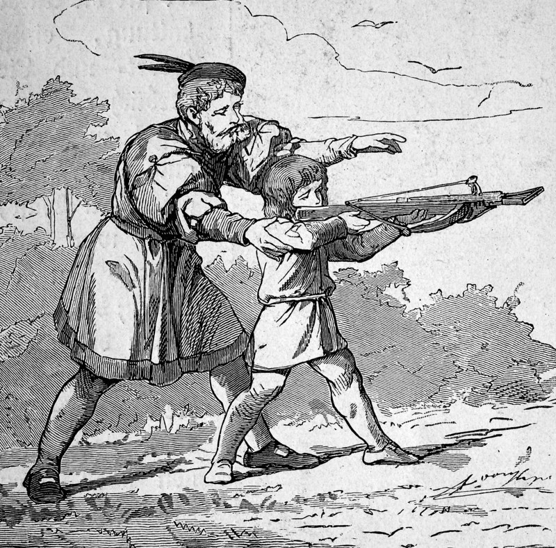 Boy Learns How To Use The Crossbow