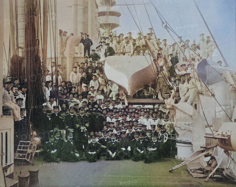 The Departure Of The German Cruiser Squadron To China. Officers And Crew Of The Cruiser Germany / The Departure Of The German Cruiser Squadron To China. Officers And Crews Of The Cruiser Germany