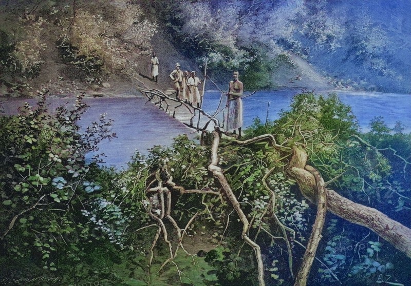 The Crossing Of The River Mgeta In 1880