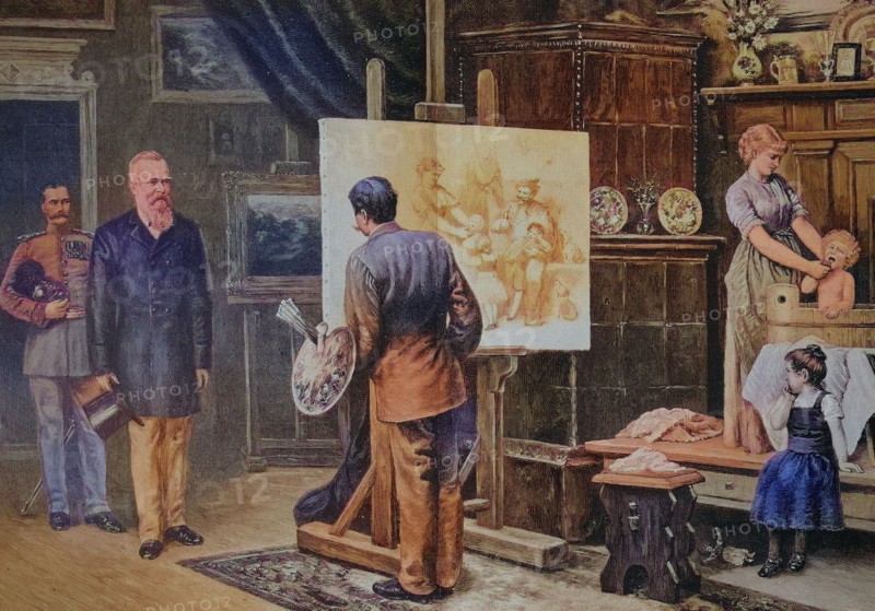 Visit Of The Prince Regent Luitpold Karl Joseph Wilhelm Of Bavaria (March 12, 1821 To December 12, 1912) In The Painter'S Studio