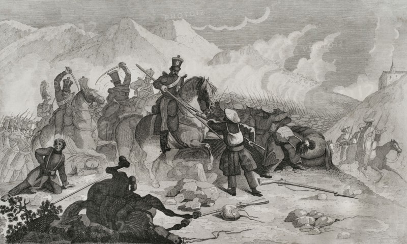 Northern Front. Attack by Liberal troops on the road to Legazpia.