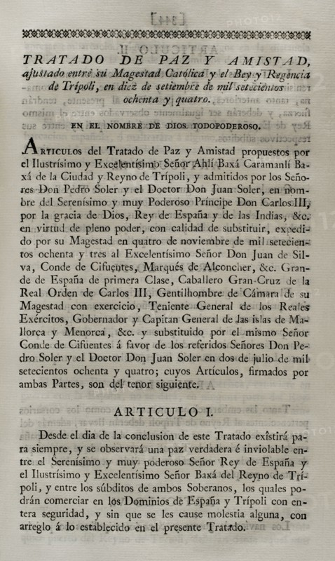 Treaty of peace and amity.