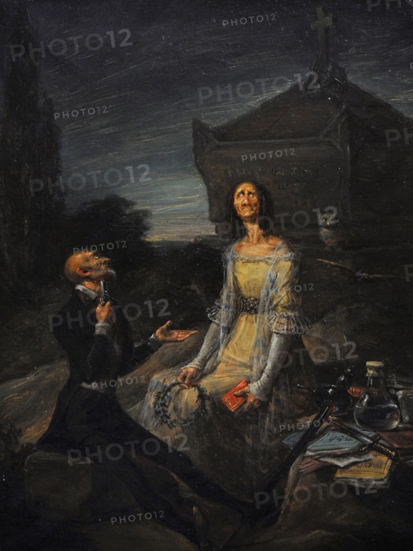 Satire of the Romantic Suicide for love.