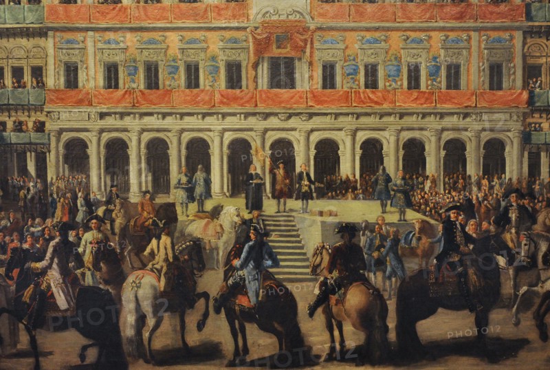 Embellishment of the Plaza Mayor on the occasion of the entry of Charles III in Madrid.