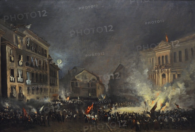 Episode of 1854 Revolution at the Puerta del Sol.