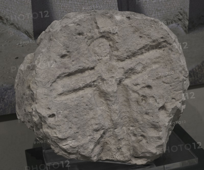 Figure, originally carved in rock in an artificial cave at Ras il-Wardija.