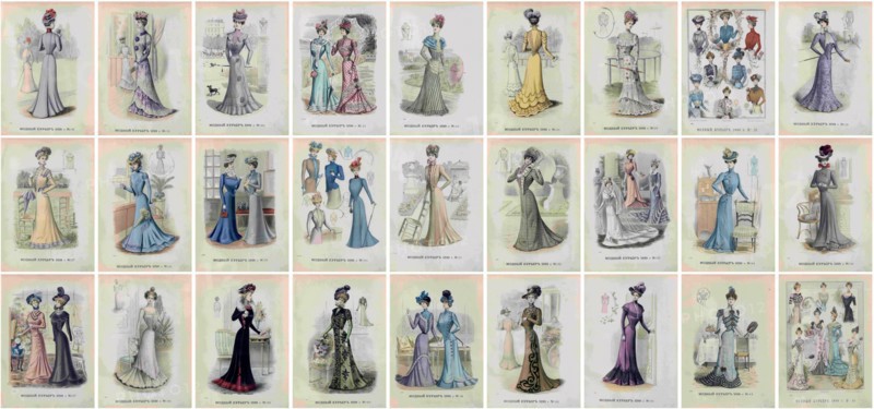 Covers of the supplement to the magazine Fashion Courier circa 1899