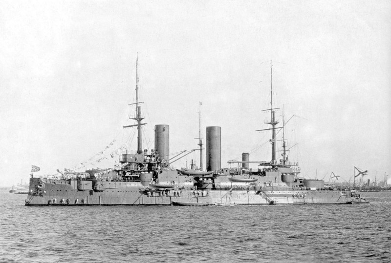 Imperial Russian battleship Slava in Kronstadt circa 1910