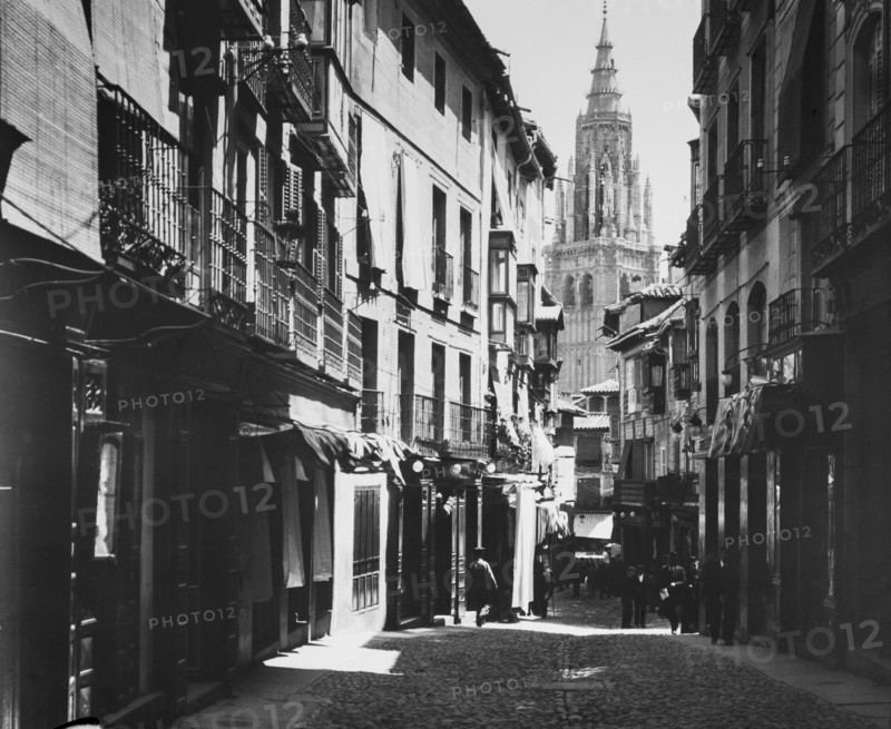 Spanish Street With Cathedral At End Of Lane.