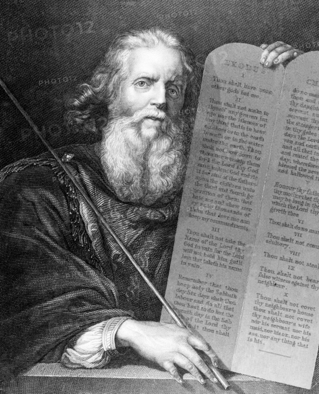 Moses Writing The Commandments On A Tablet Of Stone.