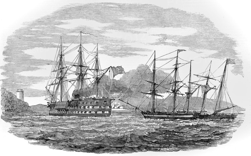 The French Screw Steamer Charlemagne Passing The Castles Of Europe And Asia.