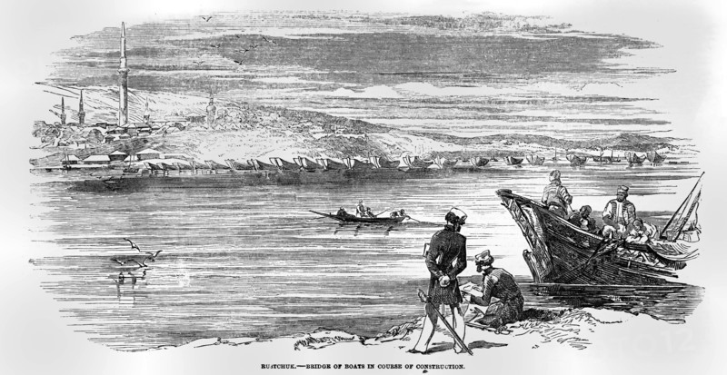 Rustchuk, Bridge Of Boats In Course Of Construction.