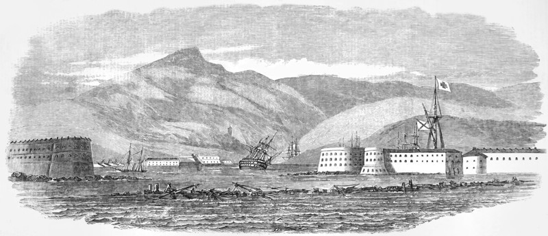 The sunken ships at the mouth of the harbour of Sebastopol.