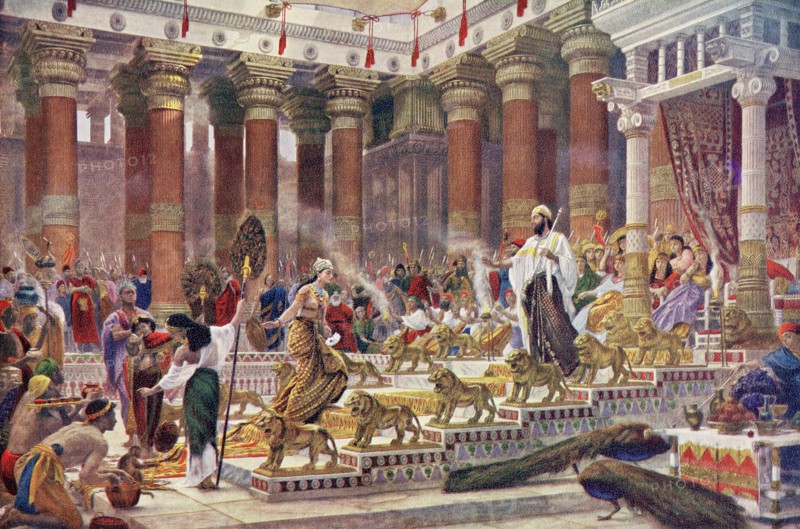 The visit of the Queen of Sheba to King Solomon.