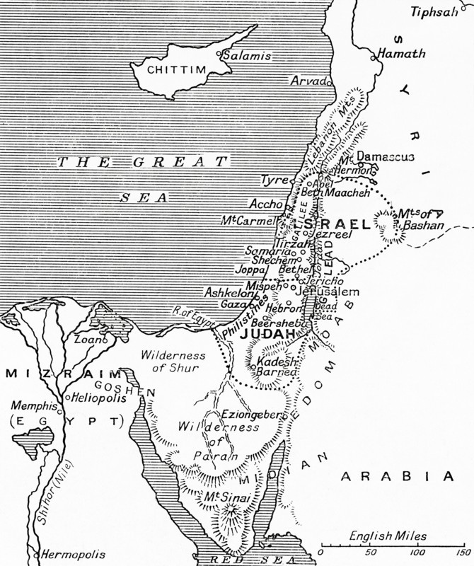 Map showing the kingdoms of Judah and Israel.