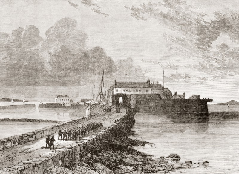 The Pigeon House Fort, Dublin Bay, Dublin, Ireland in the 19th century.
