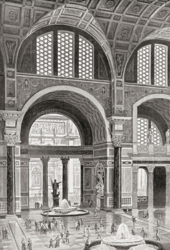Artist's reconstruction of the Baths of Caracalla, Rome, Italy.