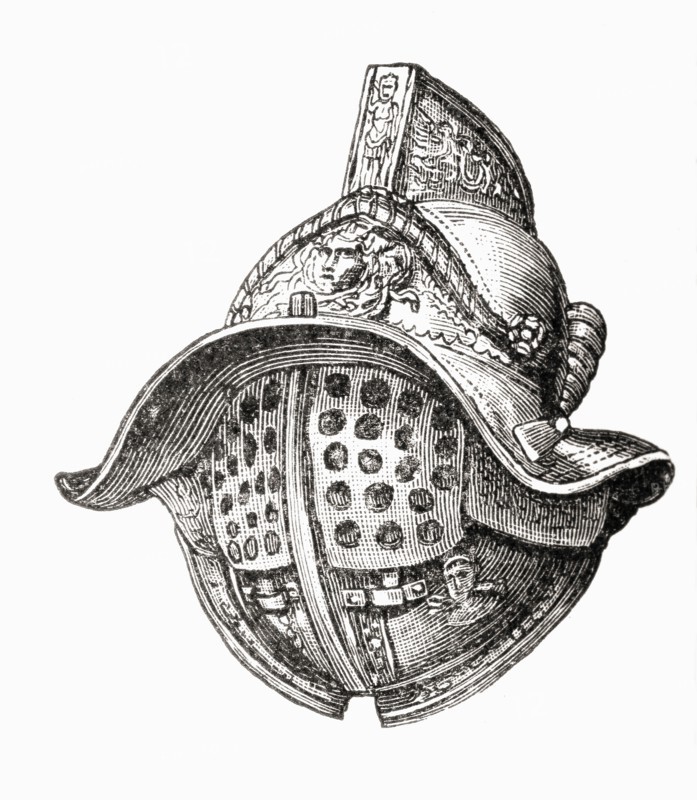 A Roman gladiator's helmet.