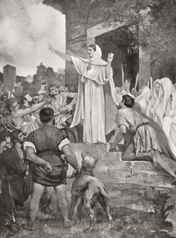 St. Genevieve calming the Parisians on the approach of Attila the Hun.