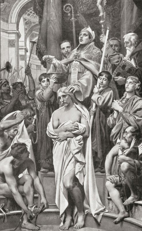The baptism of Clovis in Rheims, France.