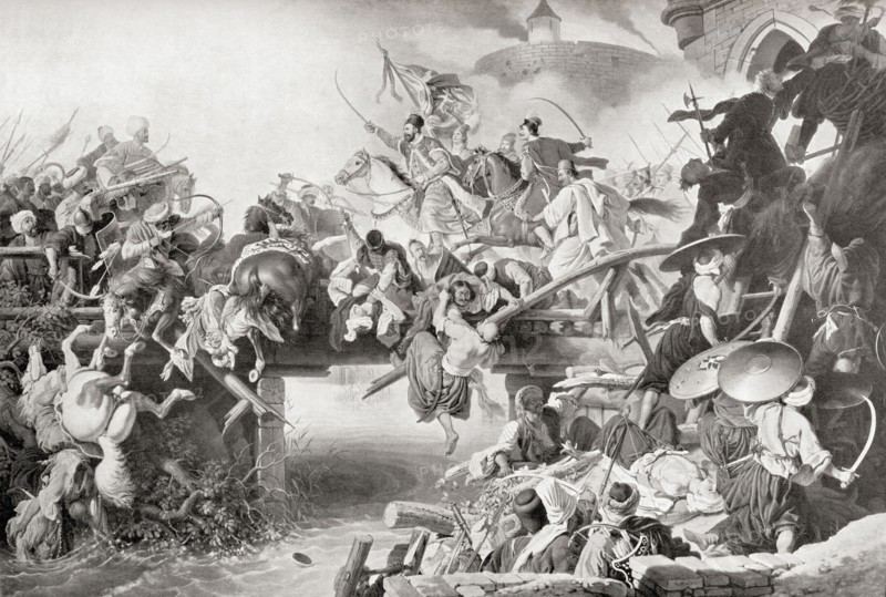 Nikola Subic Zrinski's charge from the fortress of Szigetvar during the siege of 1566.