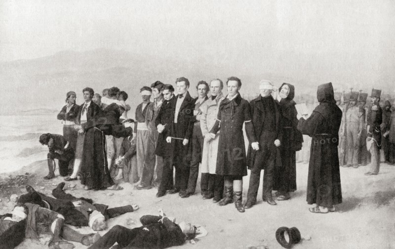 The execution of Jose Maria de Torrijos y Uriarte and his companions in Malaga.