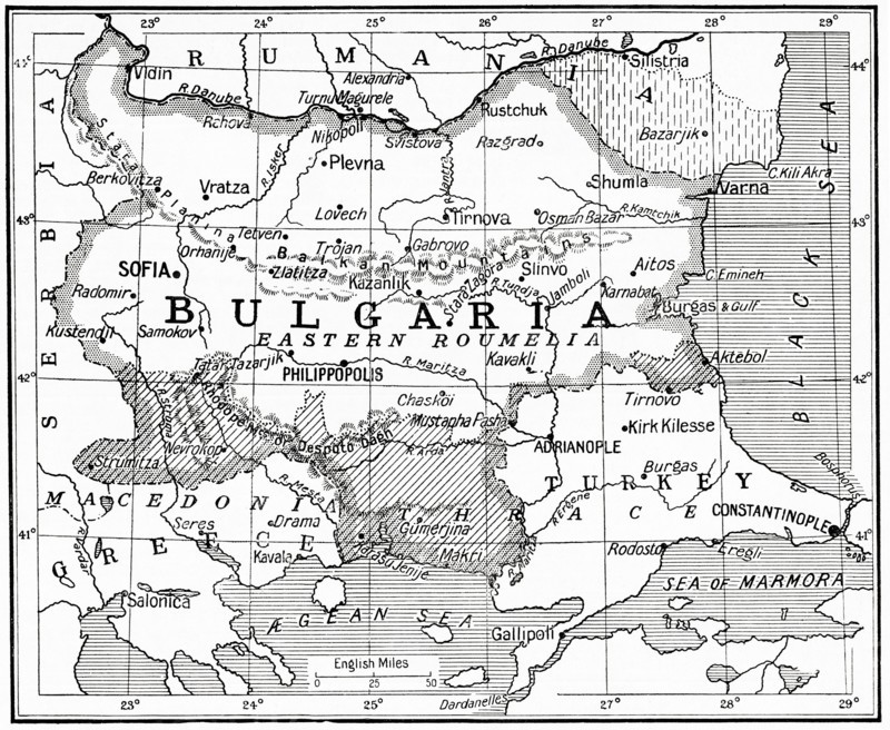 Map of Bulgaria at the outbreak of WWI.