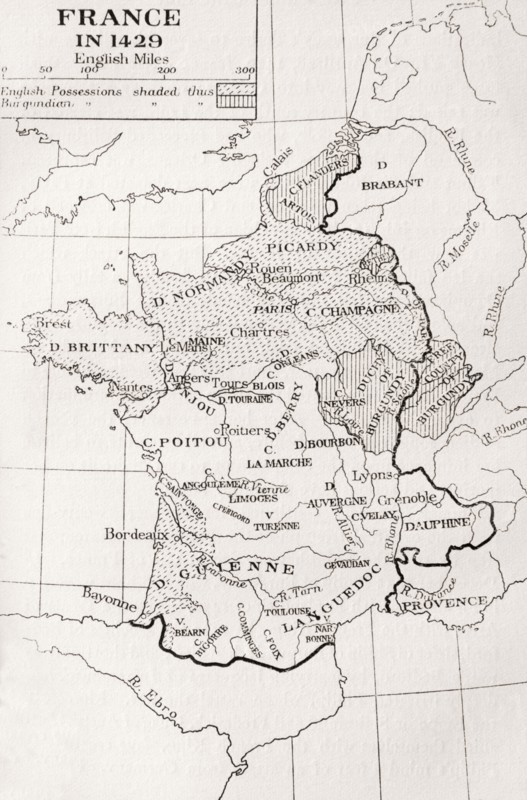 Map of France in 1429.