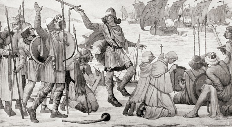 The opposing of the landing of the Danes under Turgesius on the shores of the Liffey.