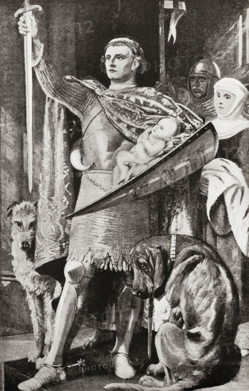 Edward I of England presenting his newborn son as the future First Prince of Wales to the Welsh nation in 1284.