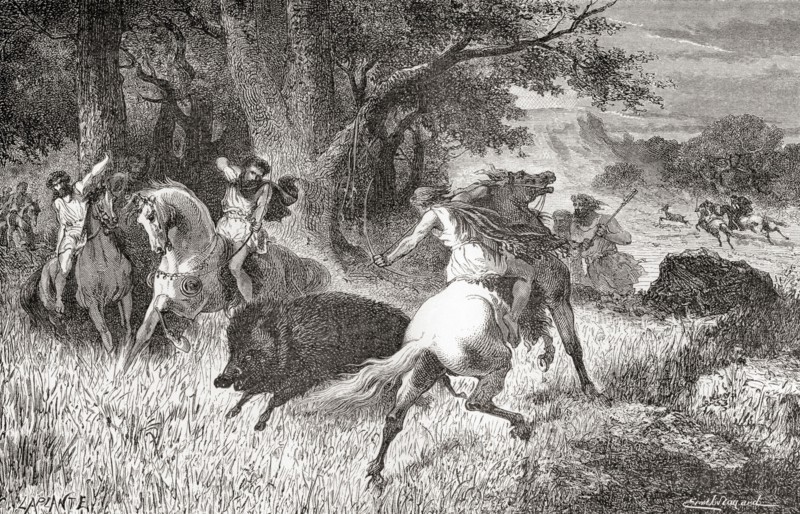 Hunting boar and other animals during the Iron Age.