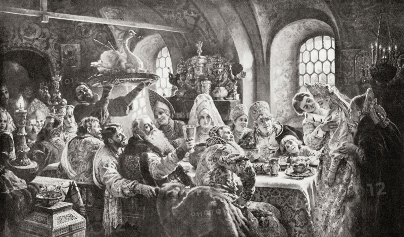 A 17th century Russian wedding feast.