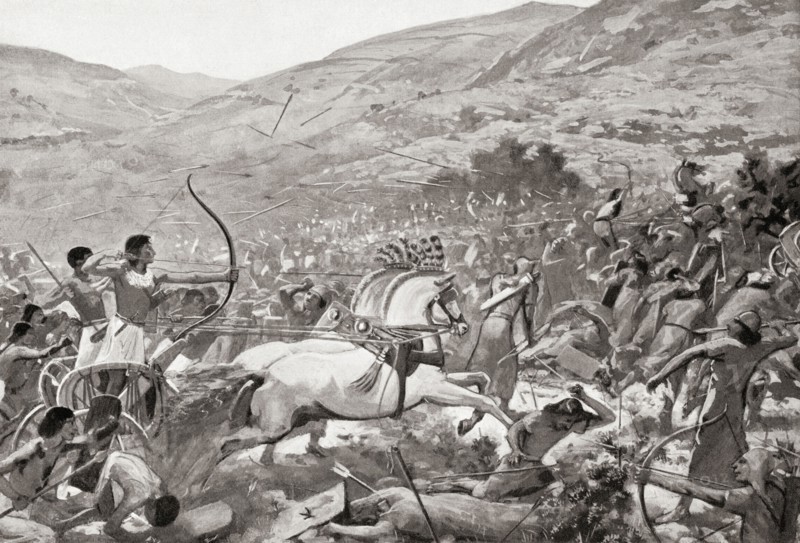Seti I attacking the Syrian town of Kadesh.