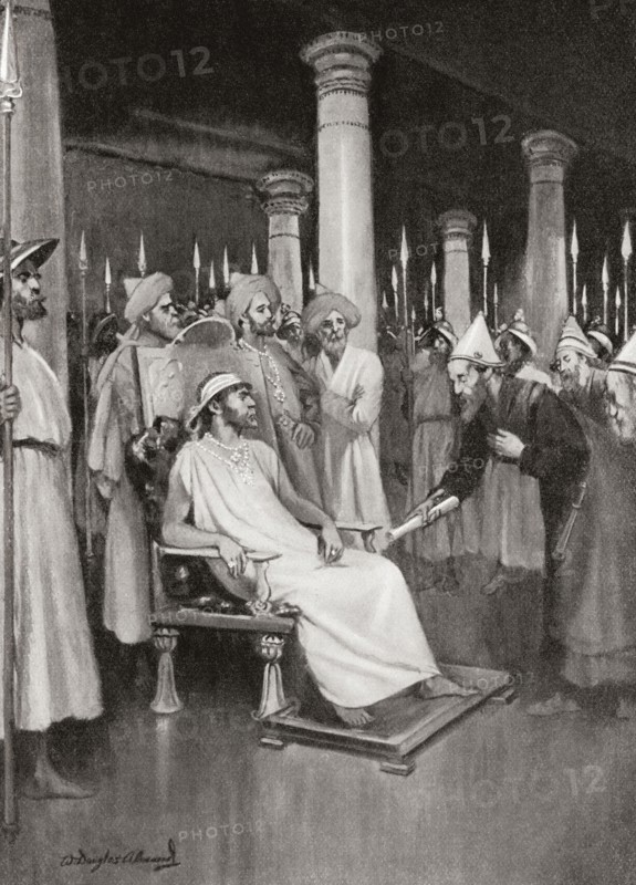 Gondophares receives a letter from St. Thomas announcing his intention to visit India.