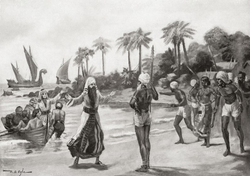 Arrival of the Jewish pilgrims exiled from Israel at Kochi aka Cochin on the south-west coast of India in 68 AD.