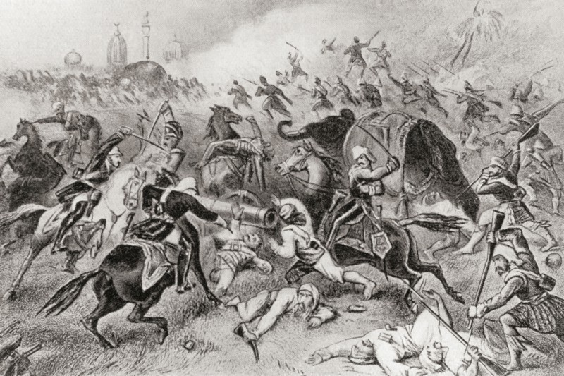 The defeat of Tantya Tope by the British at Cawnpore, India during the Indian Rebellion of 1857.