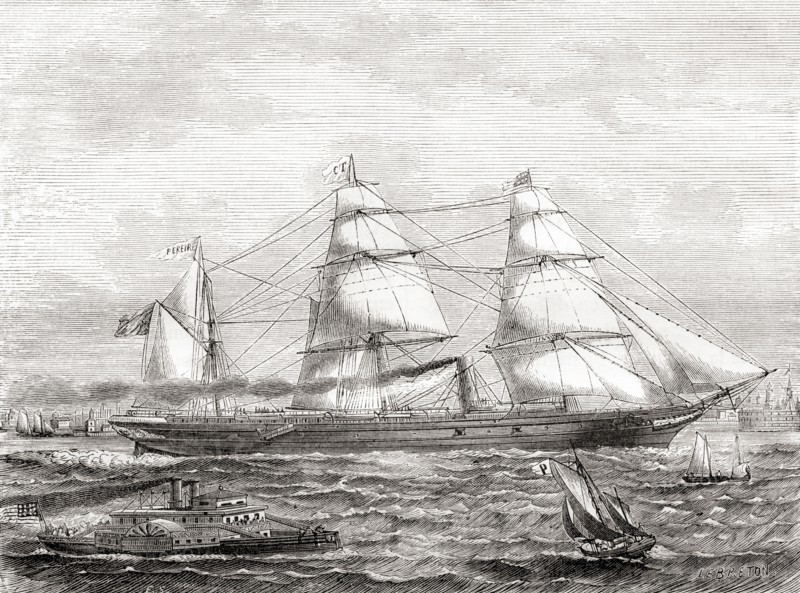 French steam powered transatlantic liner Pereire.