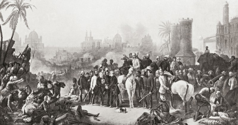 The meeting of Sir Colin Campbell with Havelock and Outram at the second relief of Lucknow.