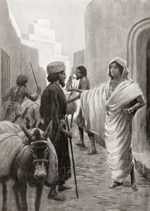Babylonian votaress despatching a caravan for trade.