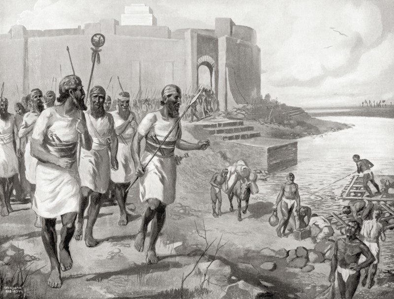 The Assyrian army leaving the city of Assur to oppose the western Semites.