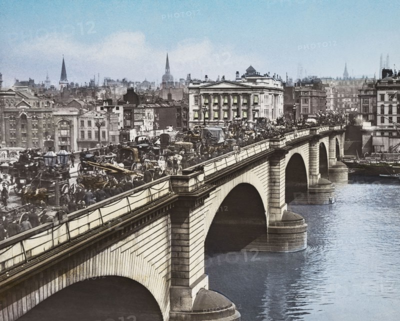 London Bridge in Victorian rush hour.