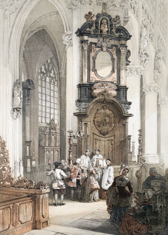 Interior of the church of Notre Dame Du Sablon in Brussels.
